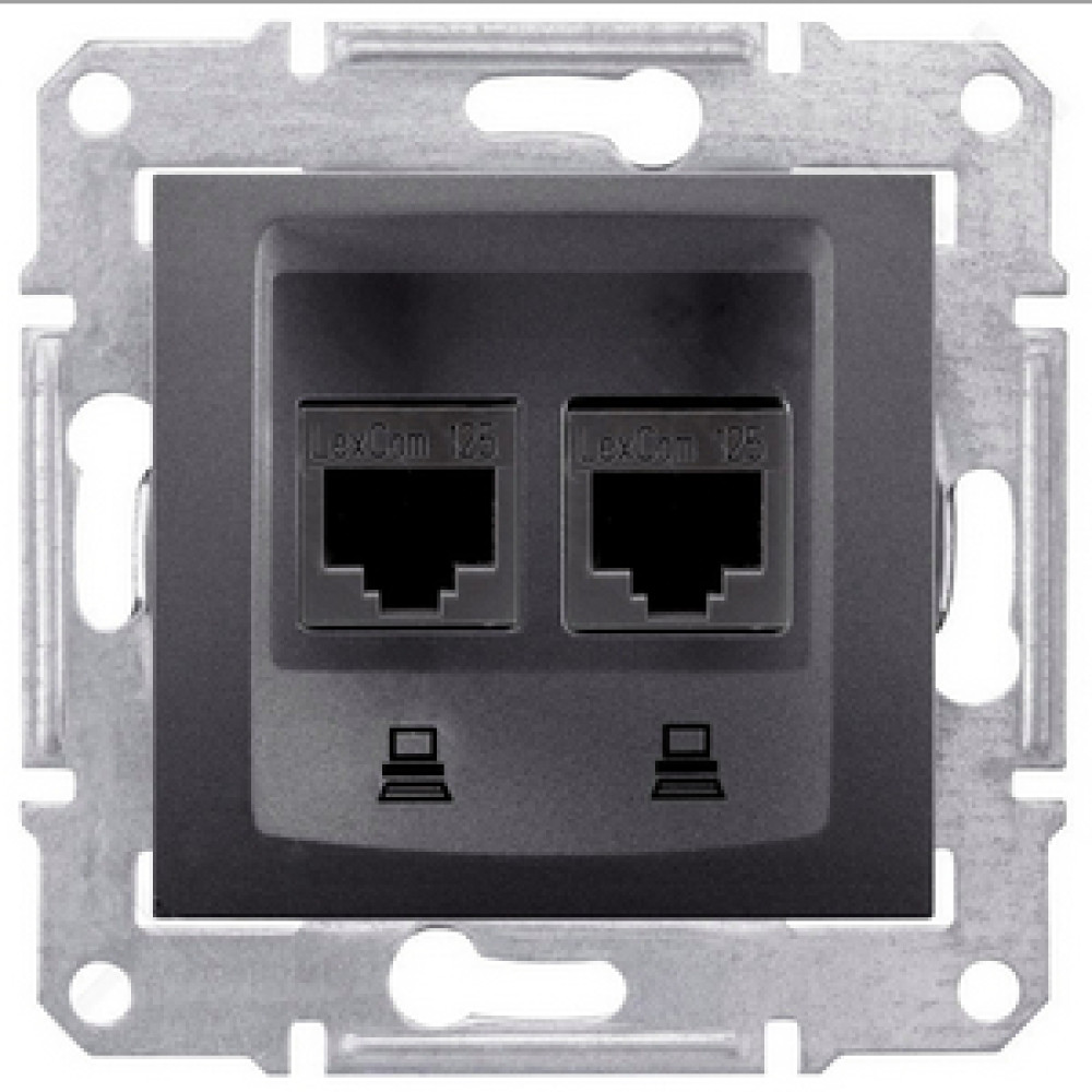 Розетка комп 'ютерна RJ45 cat5e UTP подвійна Schneider Electric Sedna Графіт SDN4400170
